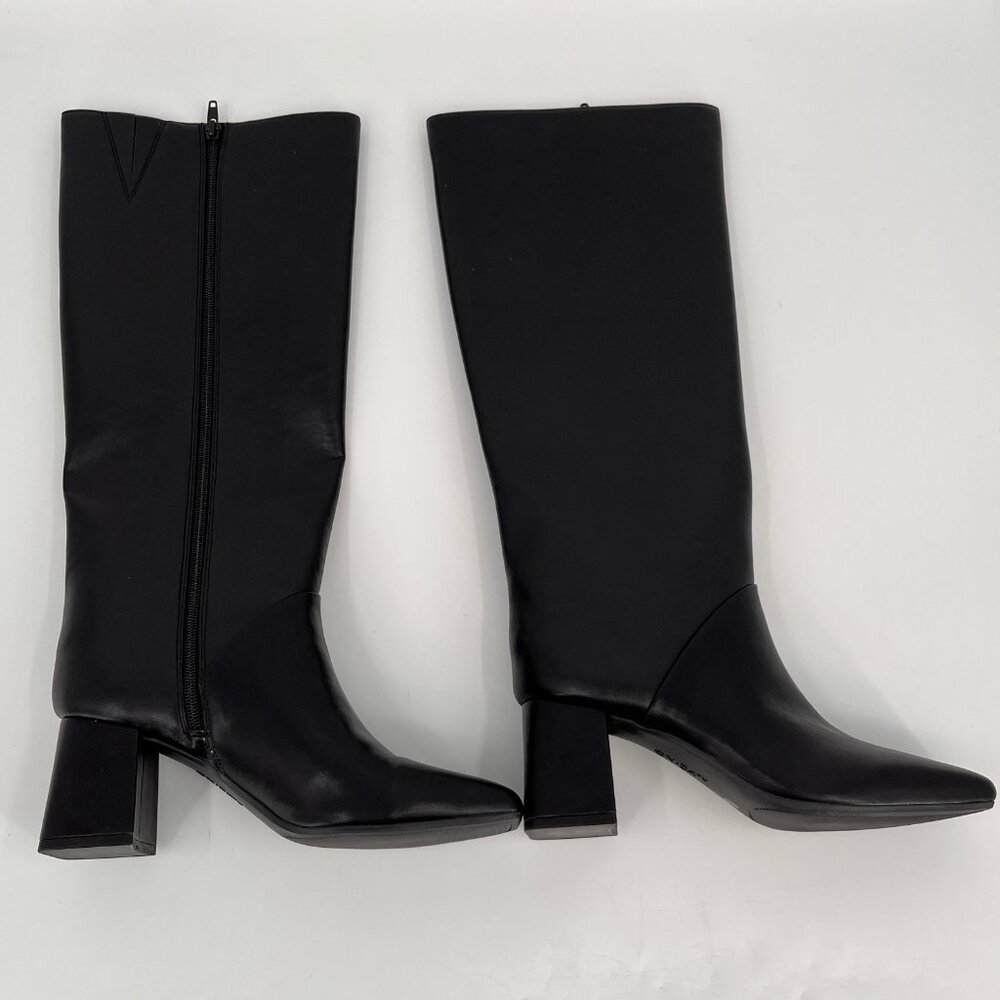 On 34th Millerr Knee High Boots Size 8M Black Square Toe Block Heel 2.5" - Picture 2 of 14